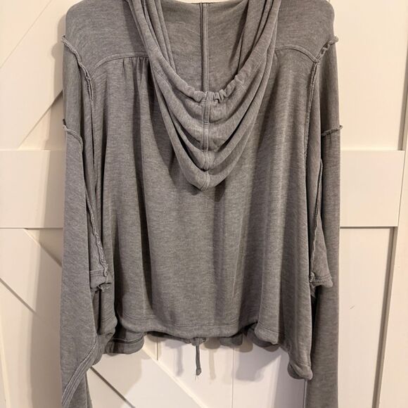 Free People Mesa Hoodie Zip Up Medium Gray Cute! - Picture 7 of 7
